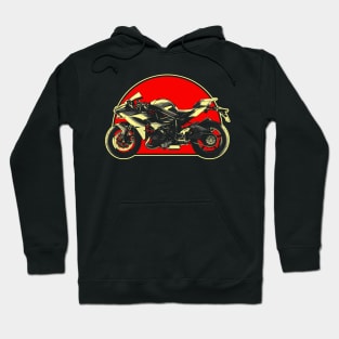 2015 Kawasaki Ninja H2 Retro Red Circle Motorcycle Hoodie